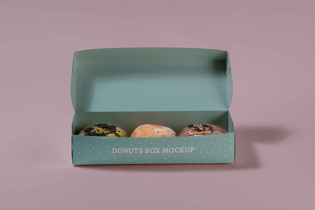 PSD studio donut box branding mockup