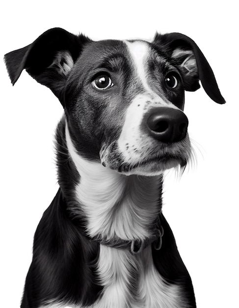 PSD Студийный портрет черно-белой собаки на прозрачном фоне, созданный с помощью генеративного ии