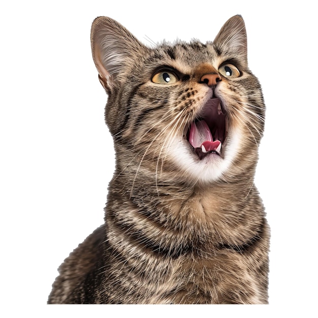 PSD 口を開けた飼い猫のスタジオ ヘッド ショットの肖像画