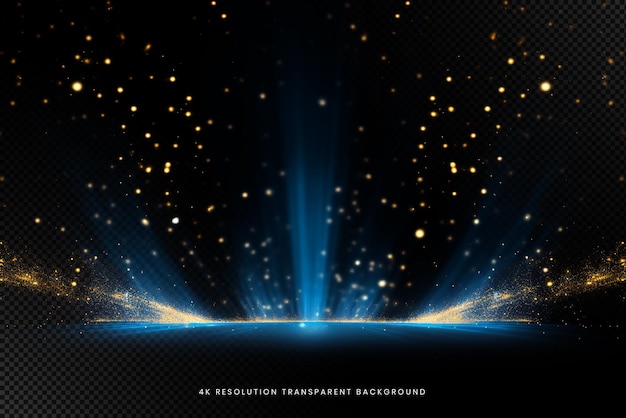 PSD studio lights blur sparkles on transparent background