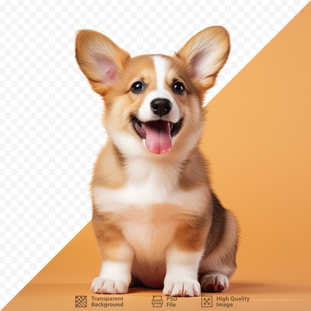 Studio photograph of a pembroke welsh corgi puppy