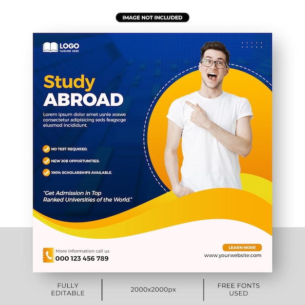 Study Abroad Modern Social Media Post Template