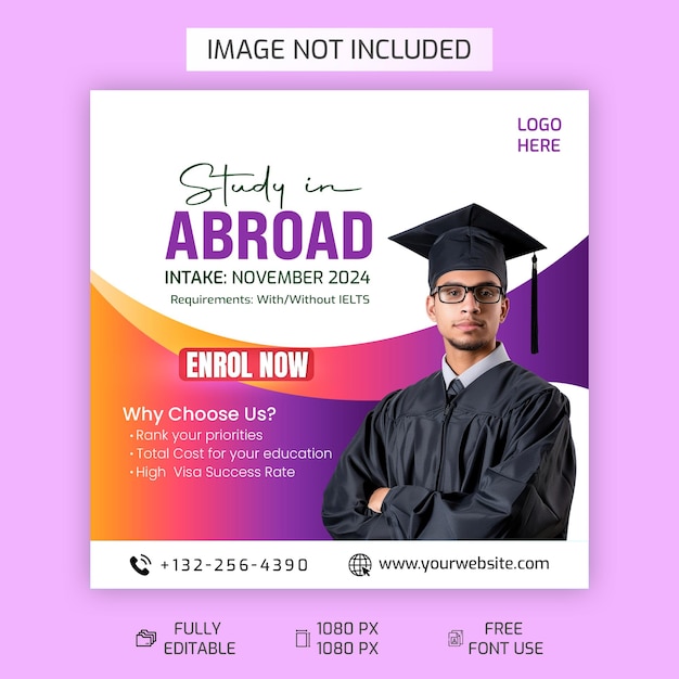 PSD study abroad social media design template