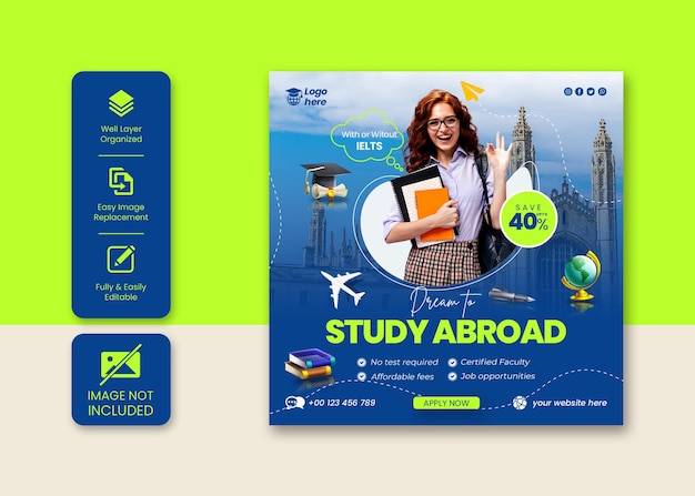 Study abroad social media post or flyer template