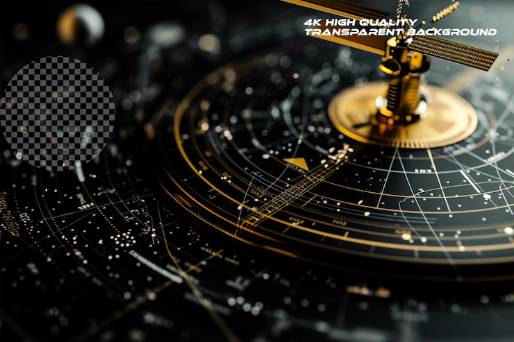 PSD the study of spacecraft trajectories and orbits on transparent background