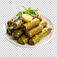 PSD stuffed grape leaves dolmans in white plate