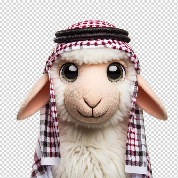 PSD a stuffed sheep with a hat on its head