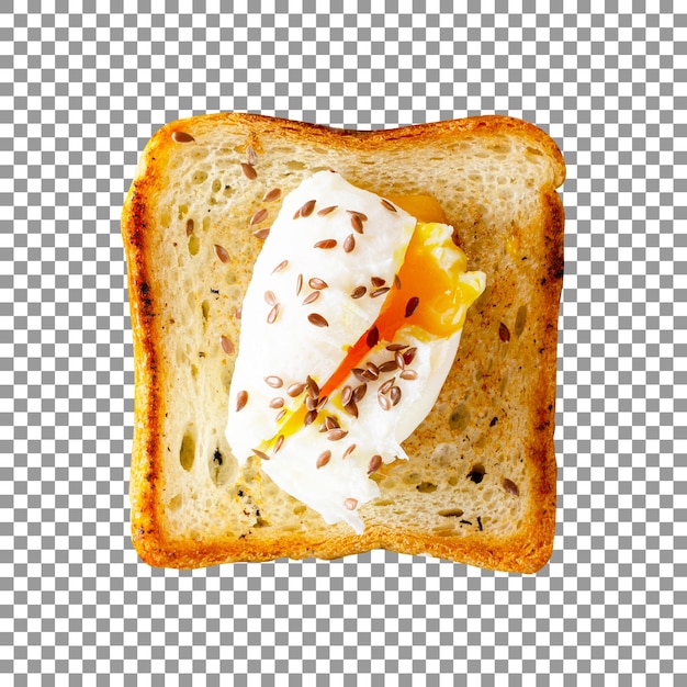 Stukje toast met ei op transparante achtergrond