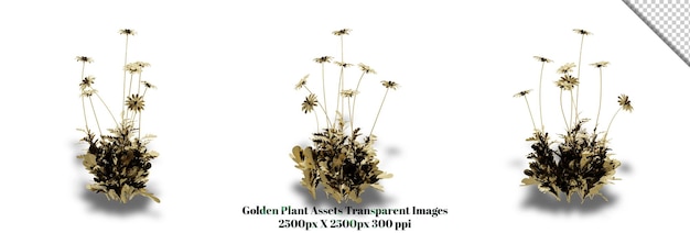 PSD a stunning 3d rendering of a golden plant that will add richness and elegance to any design