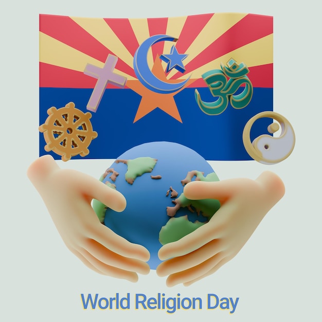 stunning 3d renders of world religion day with arizona flags