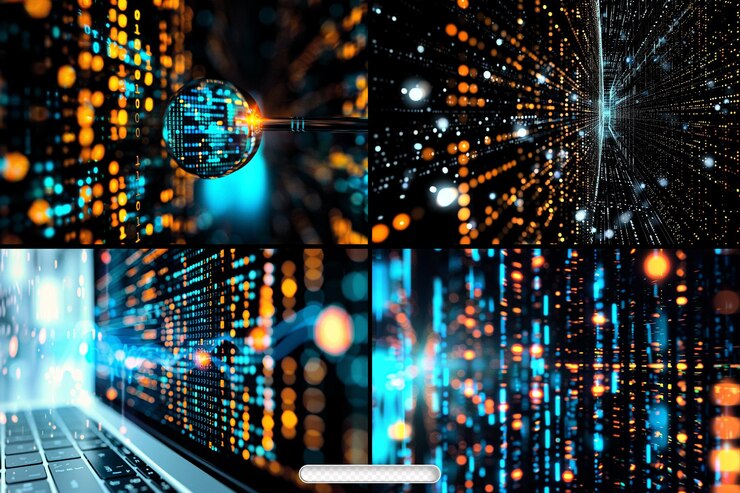 PSD stunning abstract digital art featuring vibrant data streams and futuristic technology elements