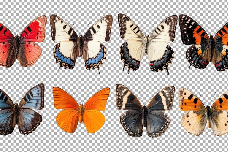 PSD a stunning array of vibrant butterflies from various regions showcasing natures beauty in detail