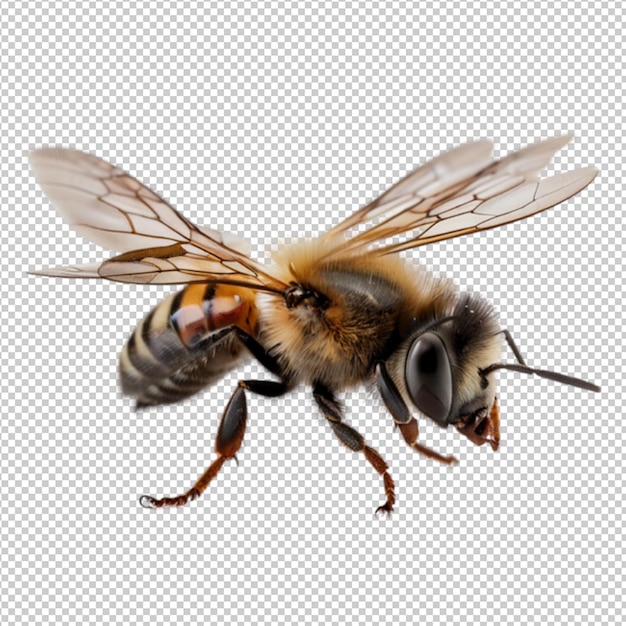 A stunning bee is flying centered no background