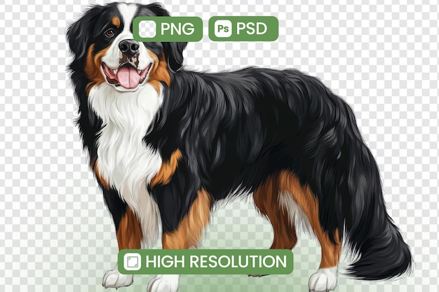 Stunning Bernese Mountain Dog with Transparent Background High Resolution Digital Image for Design Projects