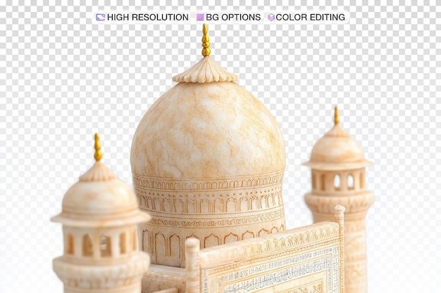 stunning closeup of taj mahal tower against white background
