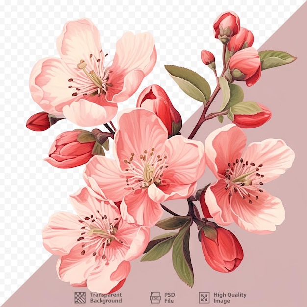 Stunning depiction of a quince blossom arrangement