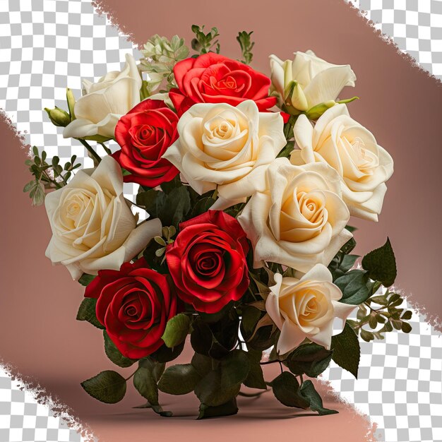 PSD stunning display of roses in white and red