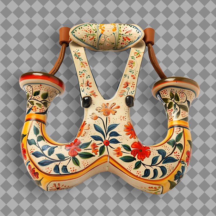 PSD stunning hand painted ceramic slingshot featuring a beautifu png game asset on clean background