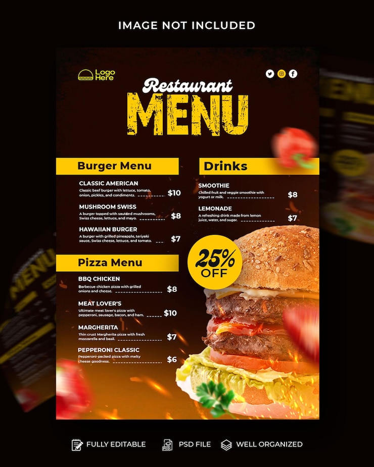 Stunning Restaurant Food Menu Flyer Design to Attract Customers