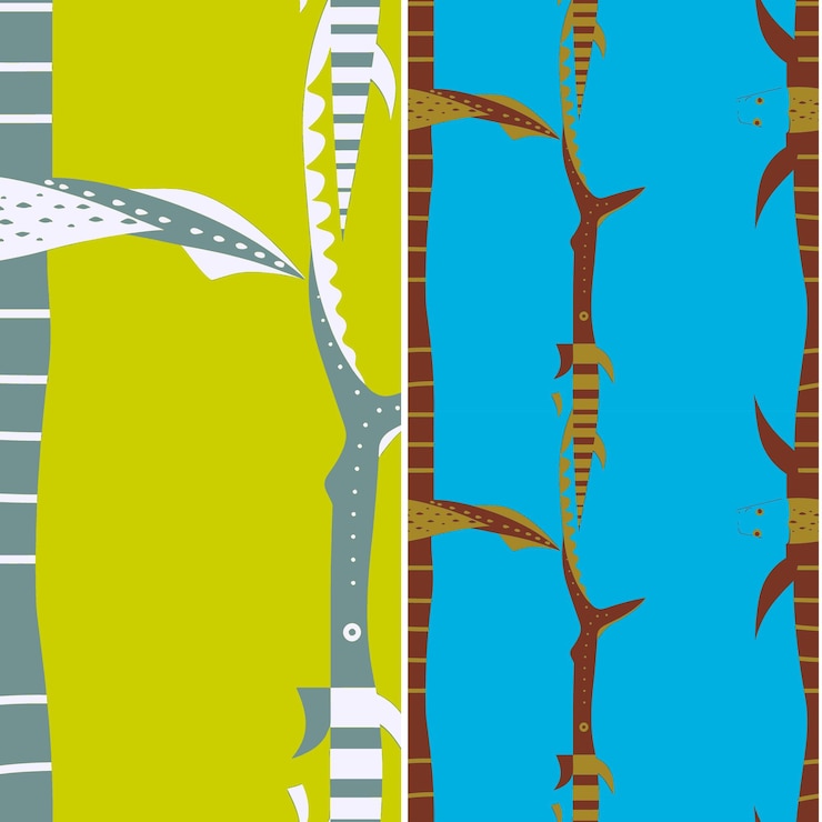 PSD sturgeon with armored silhouette abstract minimal design and nature pattern vector designs