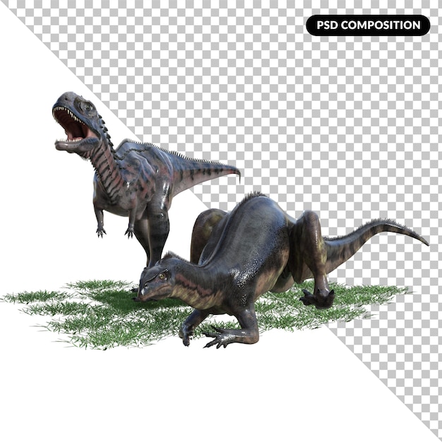 PSD stwór dinozaura na białym tle 3d