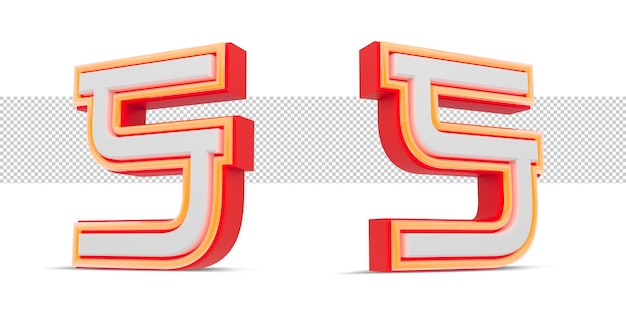Styl Japonii czerwony alfabet 3D z pomarańczowym światłem neonowym, renderowania 3d.