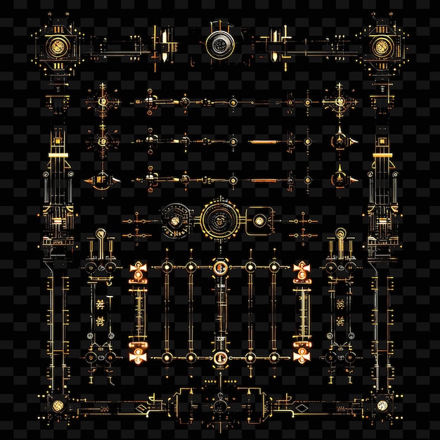 PSD styl steampunk trellises pixel art z elementami przemysłowymi kreatywna tekstura y2k neon item designs