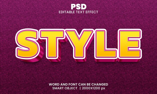 Style 3d editable text effect Premium Psd with background