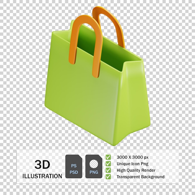 PSD 상점 웹사이트 마켓플레이스를 위한 세련된 3d 토트백 아이콘