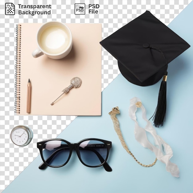PSD stylish academic success graduation items clear background object isolated