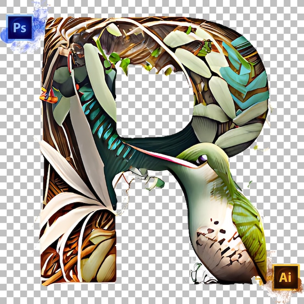 Stylish Alphabet Letter A to Z Jungle Design Letter R