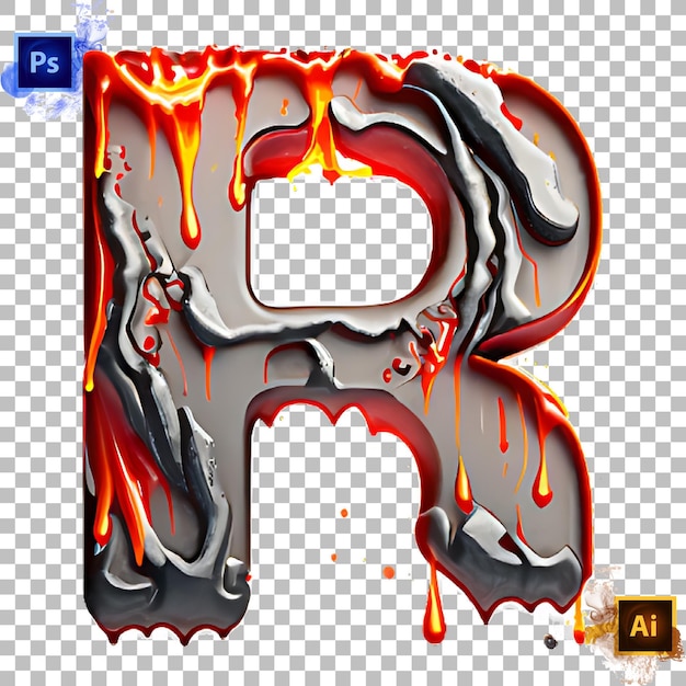 Stylish Alphabet Letter A to Z lava Design Letter R