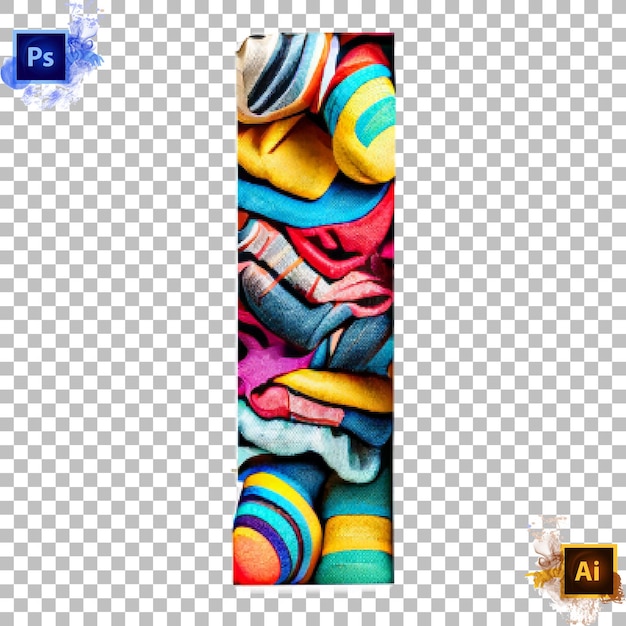 PSD stylish alphabet letter a to z layered colorful socks design letter i