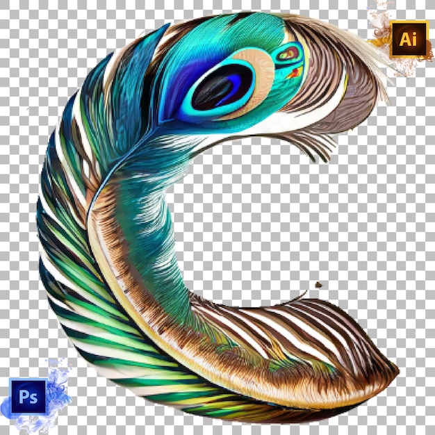 Stylish Alphabet Letter A to Z peacock feather Letter design C