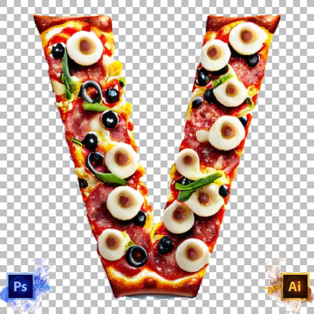 Stylish Alphabet Letter A to Z pizza Letter design V