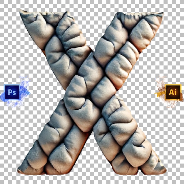 Elegante trapunta gonfia con lettere dell'alfabeto dalla a alla z, design della lettera x