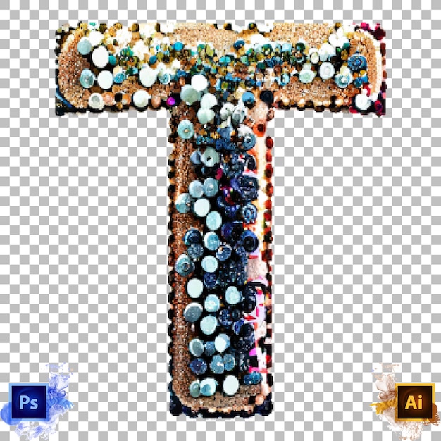 Stylish Alphabet Letter A to Z sequins diamond Letter design T