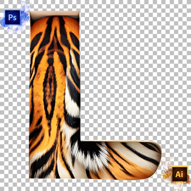 Stylish Alphabet Letter A to Z tiger skin Letter design L