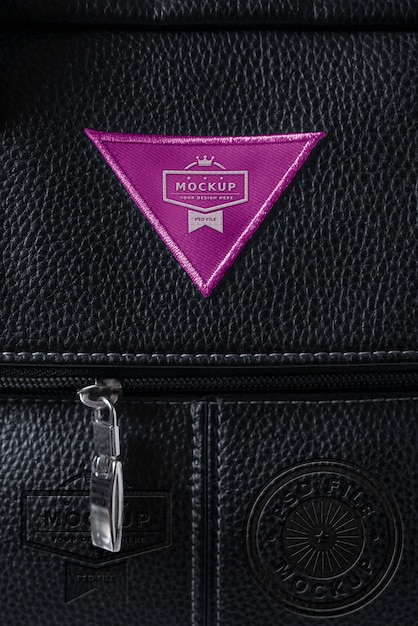 PSD elegante borsa con patch mockup