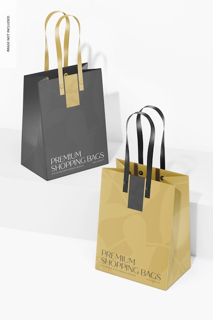 Stylish bags with handles mockup