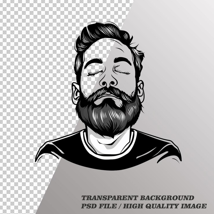 PSD stylish beard on transparent background psd file