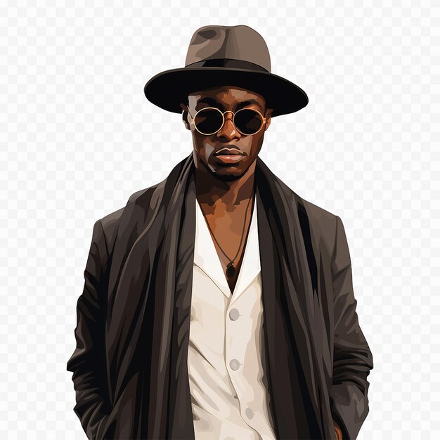 PSD stylish black man isolated on transparent background