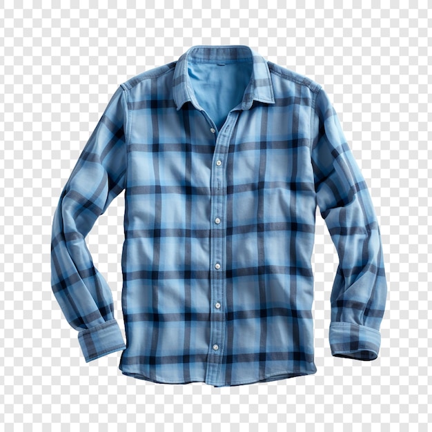 PSD 투명 한 배경 에 고립 된 남자 들 을 위한 세련 된 파란색 카레드 셔츠
