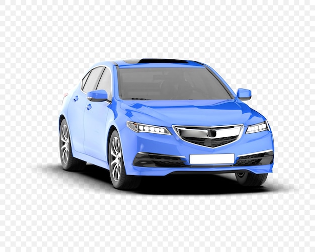 スタイリッシュな青いセダン車とモダンなデザイン