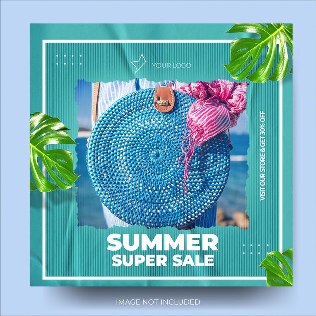 Stylish blue summer fashion sale instagram post feed