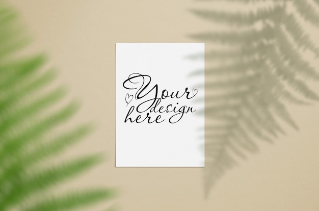 Stylish card mockup with leaves