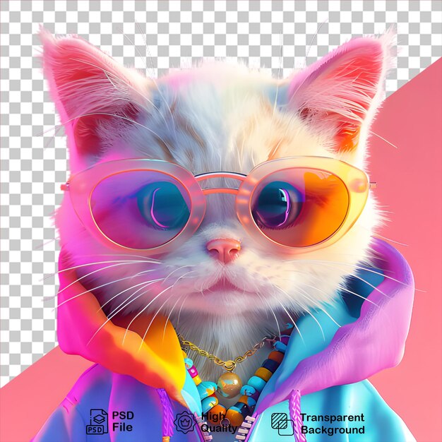 PSD stylish cat character isolated on transparent background include png file