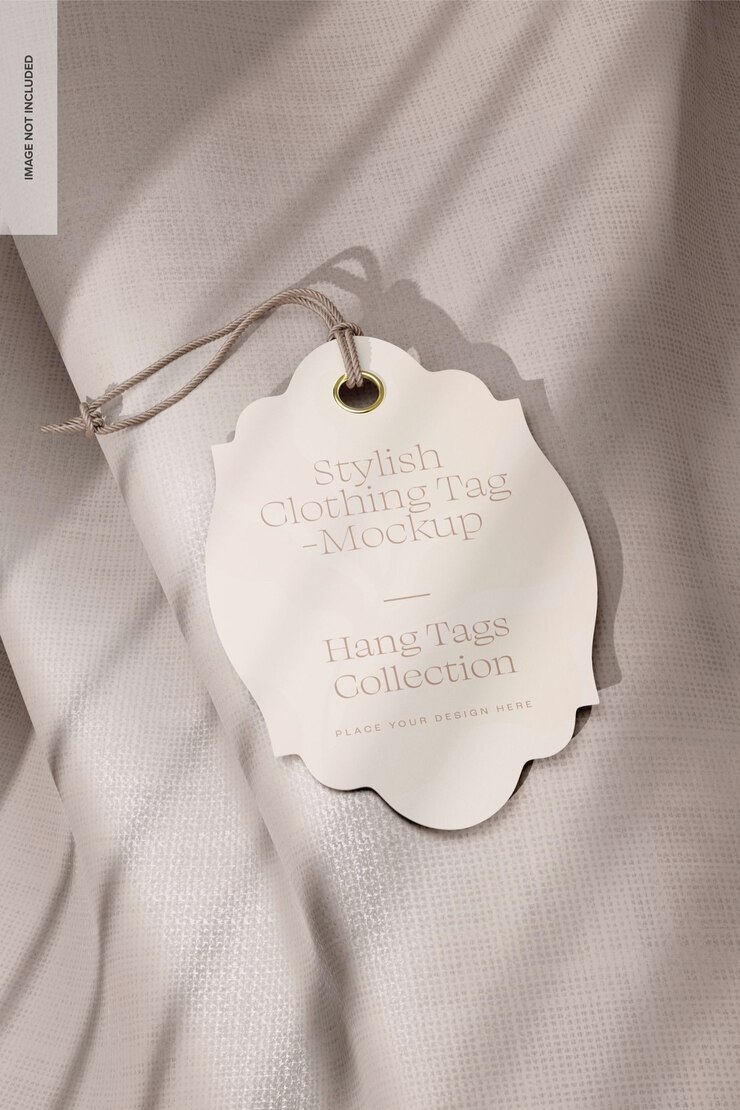 PSD stylish clothing tag mockup high angle view