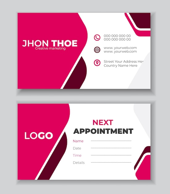 PSD stylish corporate business next appointment card design