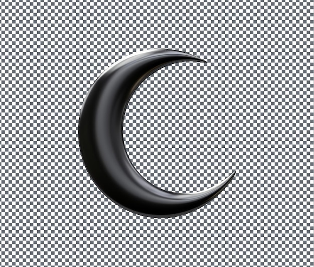 Stylish crescent moon and star 3d model isolated on transparent background